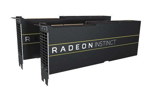 ▲AMD의 '라데온 인스팅트 GPU' 기반 가속 카드.