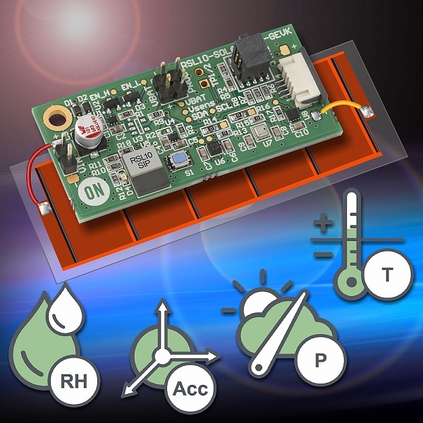 ▲온세미컨덕터는 태양전지만으로 작동해 배터리와 유지보수가 필요 없는 'RSL10 멀티-센서 플랫폼(RSL10 Multi-Sensor Platform)'을 출시했다
