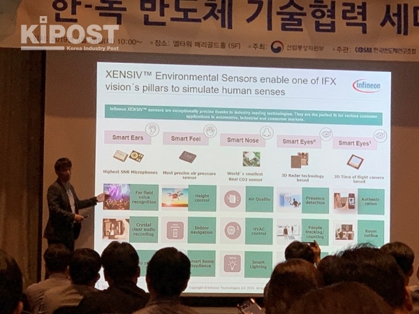 박상현 인피니언 이사가 자사의 직관 센서 제품군을 소개하고 있다./KIPOST