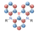 붕소화합물 도판트의 분자 구조. 가운데 붕소(B)를 중심으로 전자주개-전자받개 구조가 단단하게 결합되어 있다. /자료=네이처