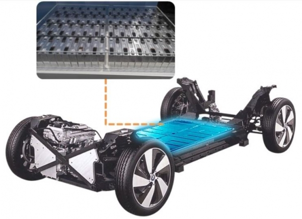 BMW 'i3' 모델에 탑재된 삼성SDI의 배터리 팩과 모듈. /자료=삼성SDI