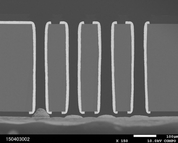 TGV를 컨포멀 도금한 모습. /사진=코닝