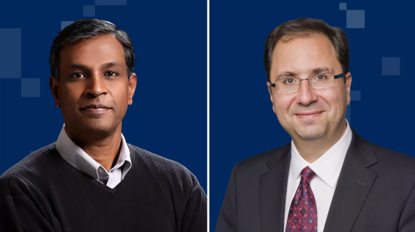 ▲신임 나가 찬드라세카란 인텔 파운드리 제조 및 공급망 부문 최고 글로벌 운영 책임자(좌), 케이반 에스파르자니(우).