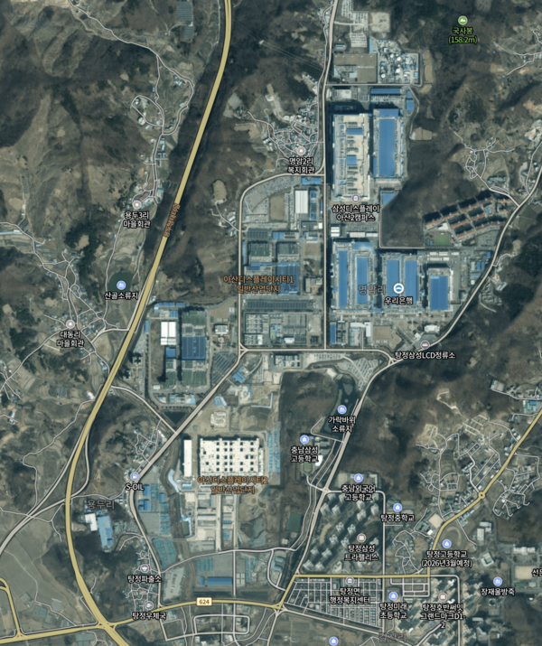 삼성디스플레이 아산캠퍼스 남쪽이 A7 부지다. /사진=네이버지도