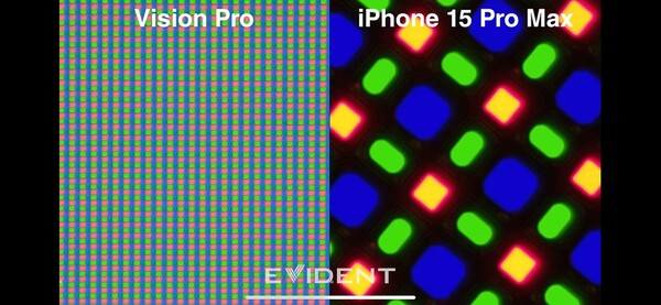 애플 '비전프로'의 픽셀(왼쪽)과 '아이폰15 프로맥스'의 픽셀. G-VR의 타깃은 둘 사이 정도다.
