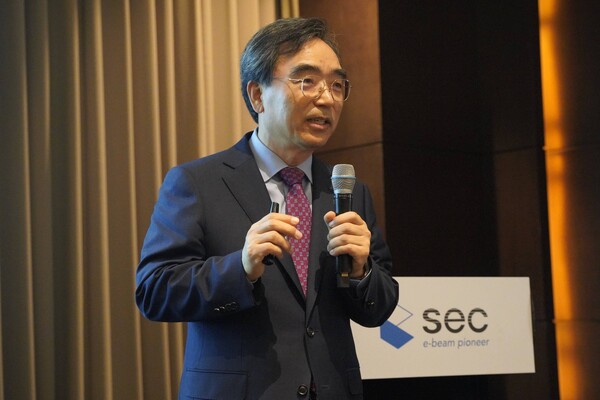 ▲간담회에서 발표하고 있는 쎄크 김종현 대표이사. 